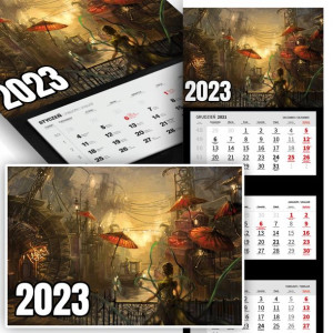 Piękne Trójdzielny Kalendarz 2023 JAPAN JAPONIA Wz