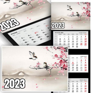 Piękne Trójdzielny Kalendarz 2023 JAPONIA JAPAN Wz