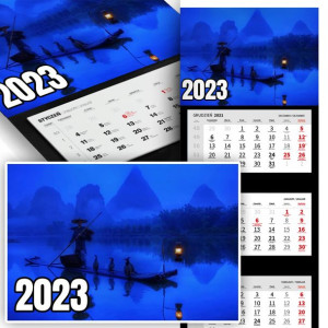 Piękne Trójdzielny Kalendarz 2023 JAPONIA WZORY