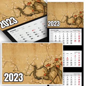 Piękne Trójdzielny Kalendarz 2023 JAPONIA WZORY