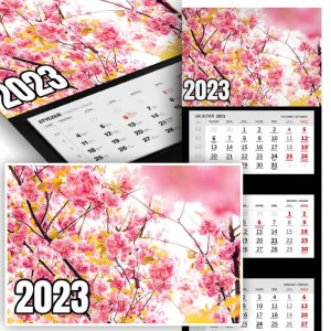 Piękne Trójdzielny Kalendarz 2023 NATURA KWIATY Wz