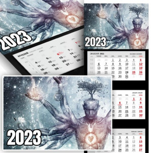 Piękne Trójdzielny Kalendarz 2023 SPACE HUMAN Wz