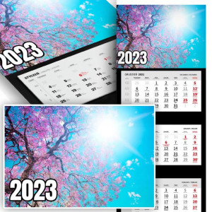 Piękne Trójdzielny Kalendarz 2023 SPRING FLOWER Wz