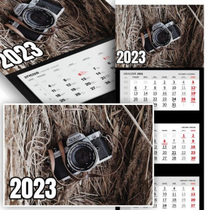 Piękny Trójdzielny Kalendarz 2023 CAMERA LOVE Wz