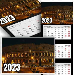 Piękny Trójdzielny Kalendarz 2023 KOLOSEUM ROMA Wz