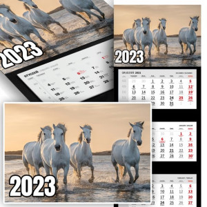 Piękny Trójdzielny Kalendarz 2023 KONIE KONIKI Wz