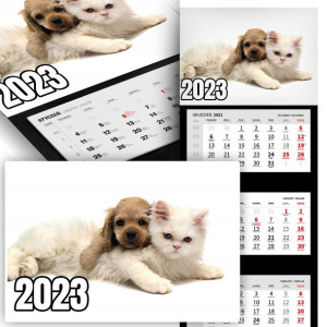 Piękny Trójdzielny Kalendarz 2023 KOTY KOTKI Wz