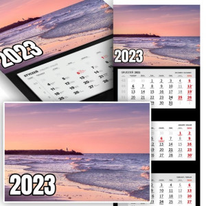 Piękny Trójdzielny Kalendarz 2023 KRAJOBRAZY WZORY