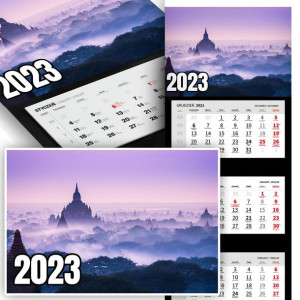 Piękny Trójdzielny Kalendarz 2023 KRAJOBRAZY Wzory