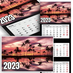 Piękny Trójdzielny Kalendarz 2023 KRAJOBRAZY Wzory