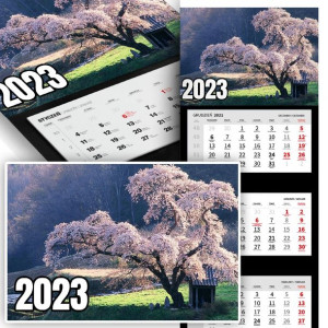 Piękny Trójdzielny Kalendarz 2023 KWIATY FLOWER