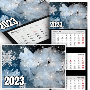 Piękny Trójdzielny Kalendarz 2023 KWIATY FLOWER
