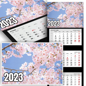 Piękny Trójdzielny Kalendarz 2023 KWIATY FLOWER