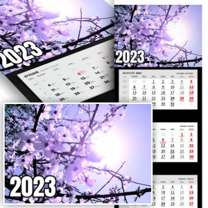 Piękny Trójdzielny Kalendarz 2023 KWIATY FLOWER