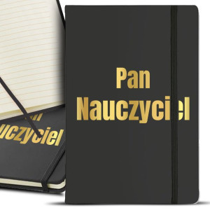 NOTES Czarny A5 GOLD Złocenie DLA NAUCZYCIELA Wz