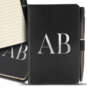 Notes Długopis Czarn SILVER Srebrne Błysk INICJAŁY