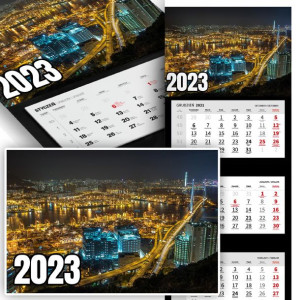 Piękny Trójdzielny Kalendarz 2023 MIASTA CITY Wz