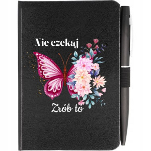 Notes Notatnik CZARNY A6 Długopis MOTYLE BOHO Wz