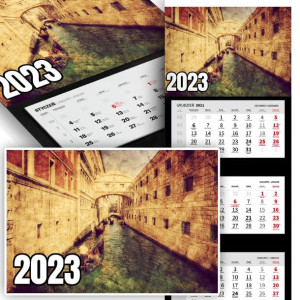Piękny Trójdzielny Kalendarz 2023 MIASTA CITY Wz