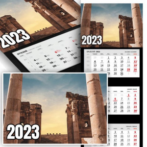 Piękny Trójdzielny Kalendarz 2023 MIASTA RETRO Wz