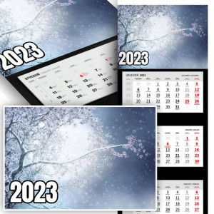 Piękny Trójdzielny Kalendarz 2023 NATURA FLOWER