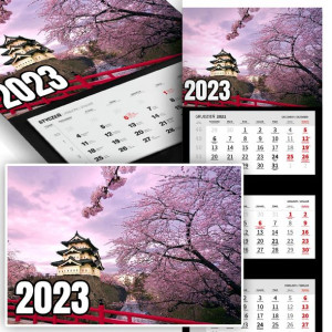 Piękny Trójdzielny Kalendarz 2023 NATURA FLOWER