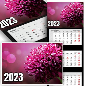 Piękny Trójdzielny Kalendarz 2023 NATURA FLOWER