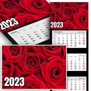 Piękny Trójdzielny Kalendarz 2023 NATURA FLOWER
