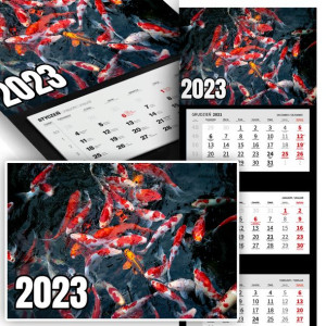 Piękny Trójdzielny Kalendarz 2023 OCEAN RYBY Wz
