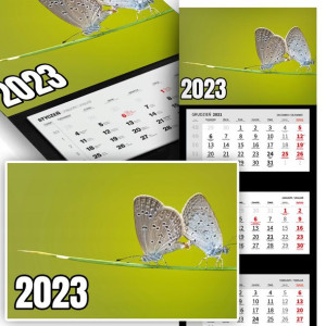 Piękny Trójdzielny Kalendarz 2023 NATURA MOTYLE Wz