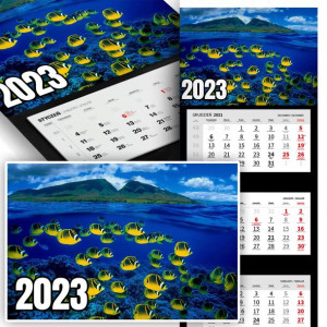 Piękny Trójdzielny Kalendarz 2023 OCEAN RYBY Wz