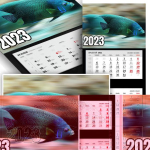 Piękny Trójdzielny Kalendarz 2023 OCEAN RYBY WZORY