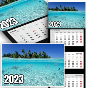 Piękny Trójdzielny Kalendarz 2023 OCEAN RYBY WZORY