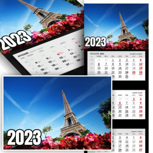 Piękny Trójdzielny Kalendarz 2023 PARYŻ France Wz