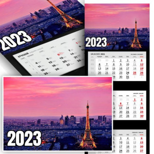 Piękny Trójdzielny Kalendarz 2023 PARYŻ France Wz