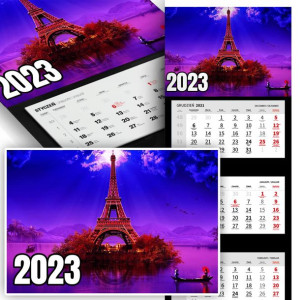 Piękny Trójdzielny Kalendarz 2023 PARYŻ France Wz