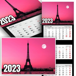 Piękny Trójdzielny Kalendarz 2023 PARYŻ France Wz