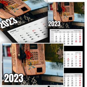 Piękny Trójdzielny Kalendarz 2023 RETRO PIĘKNE Wz