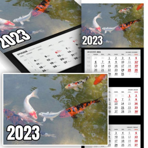 Piękny Trójdzielny Kalendarz 2023 RYBY RYBKI WZ