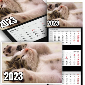 Piękny Trójdzielny Kalendarz 2023 SŁODKIE KOTKI Wz