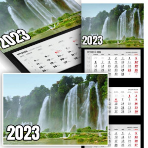 Piękny Trójdzielny Kalendarz 2023 WODOSPADY WZORY