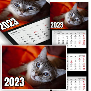 Piękny Trójdzielny Kalendarz 2023 ZWIERZĄTKA Wz