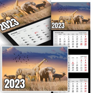 Piękny Trójdzielny Kalendarz 2023 ZWIERZĄTKA Wz