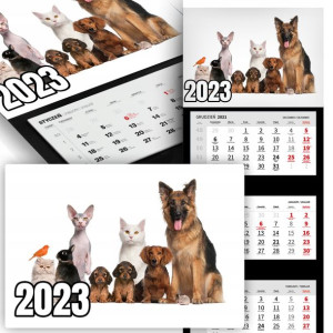 Piękny Trójdzielny Kalendarz 2023 ZWIERZĄTKA Wz