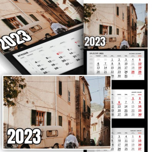 Trójdzielny Kalendarz 2023 CITY MIASTA RETRO WZORY