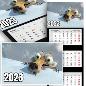 Trójdzielny Kalendarz 2023 EPOKA LODOWCOWA Wzory