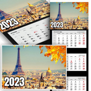 Trójdzielny Kalendarz 2023 FRANCJA EIFFLA PARIS Wz