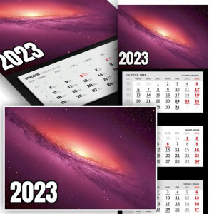 Trójdzielny Kalendarz 2023 GALAKTYKA KOSMOS WZORY
