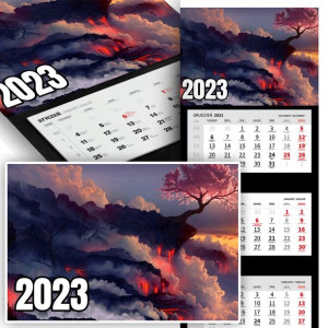 Trójdzielny Kalendarz 2023 KRAJOBRAZY NATURA WZORY