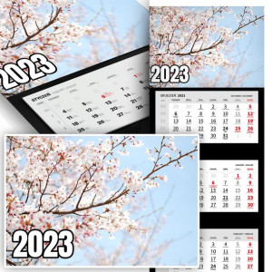 Trójdzielny Kalendarz 2023 KWIATY WIOSENNE WZORY